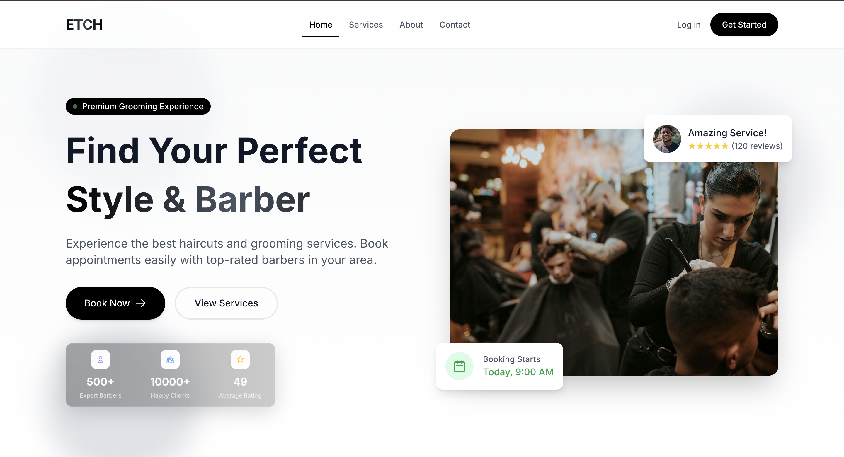 Etch - Barber Booking Platform - web development project by Muddy X Digital